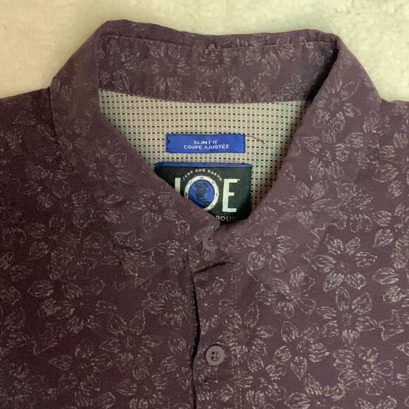 Joseph Abboud Mens Slim Fit Shirt Sz Lg Casual Button Patterned Long Sleeve Plum - Picture 3 of 9